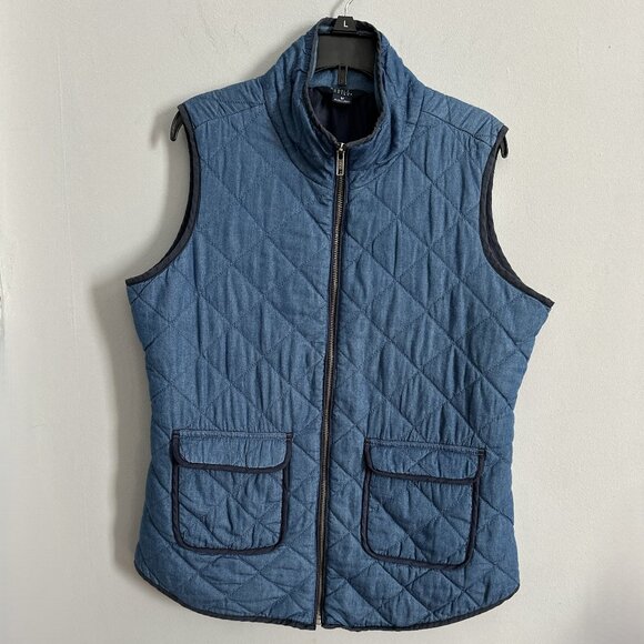 Denim cotton Vest Blue quilted Size M - Picture 1 of 6